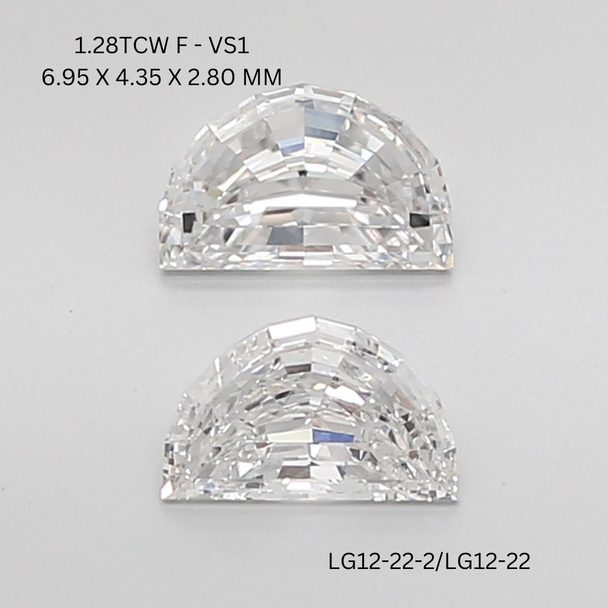 1.28 CT F VS1 HALF MOON diamond Pairs Inventory