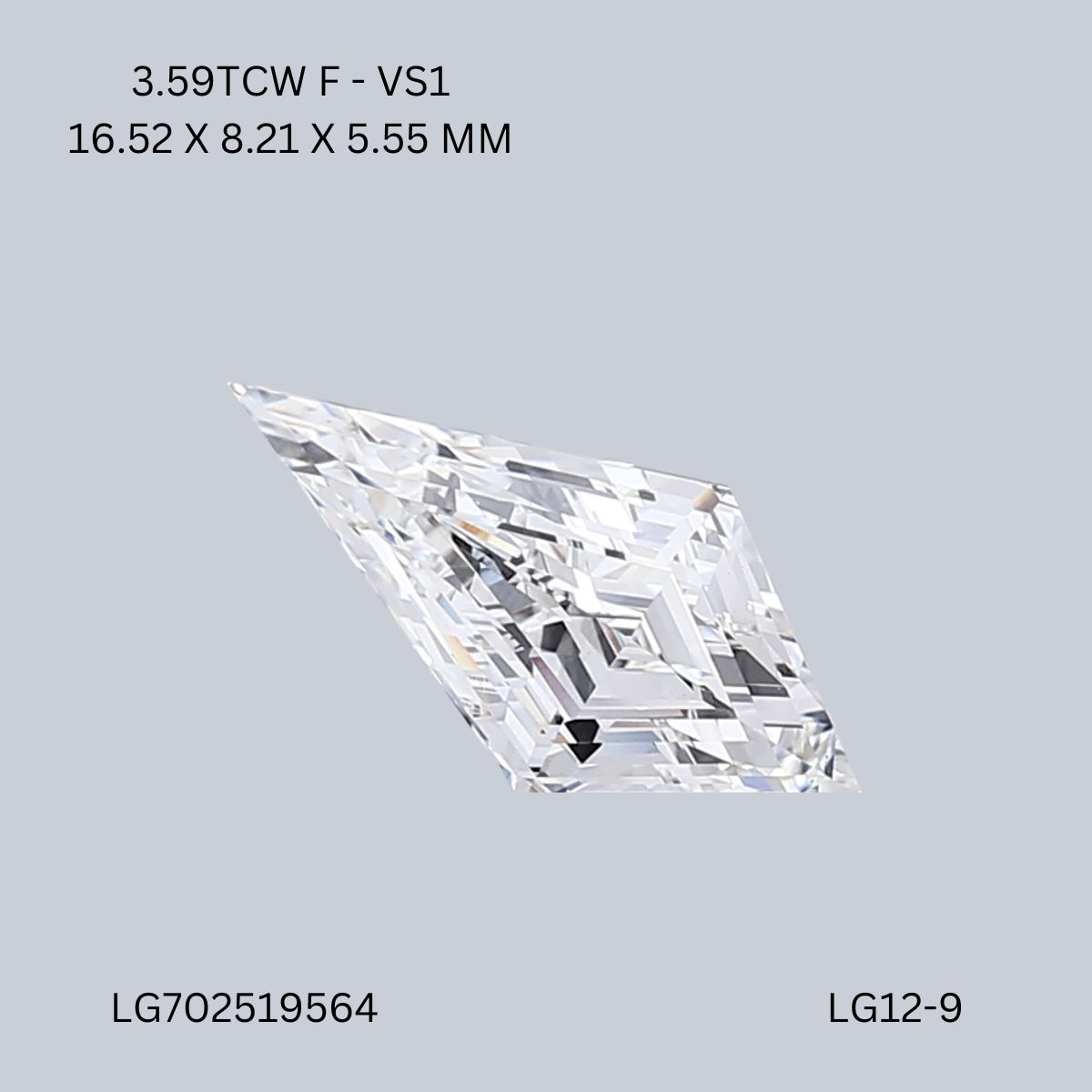 3.59 CT F VS1 KITE diamond Fancy Shape