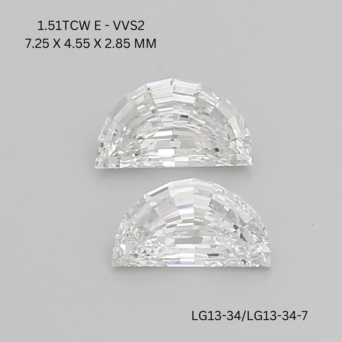1.51 CT E VVS2 HALF MOON diamond Pairs Inventory