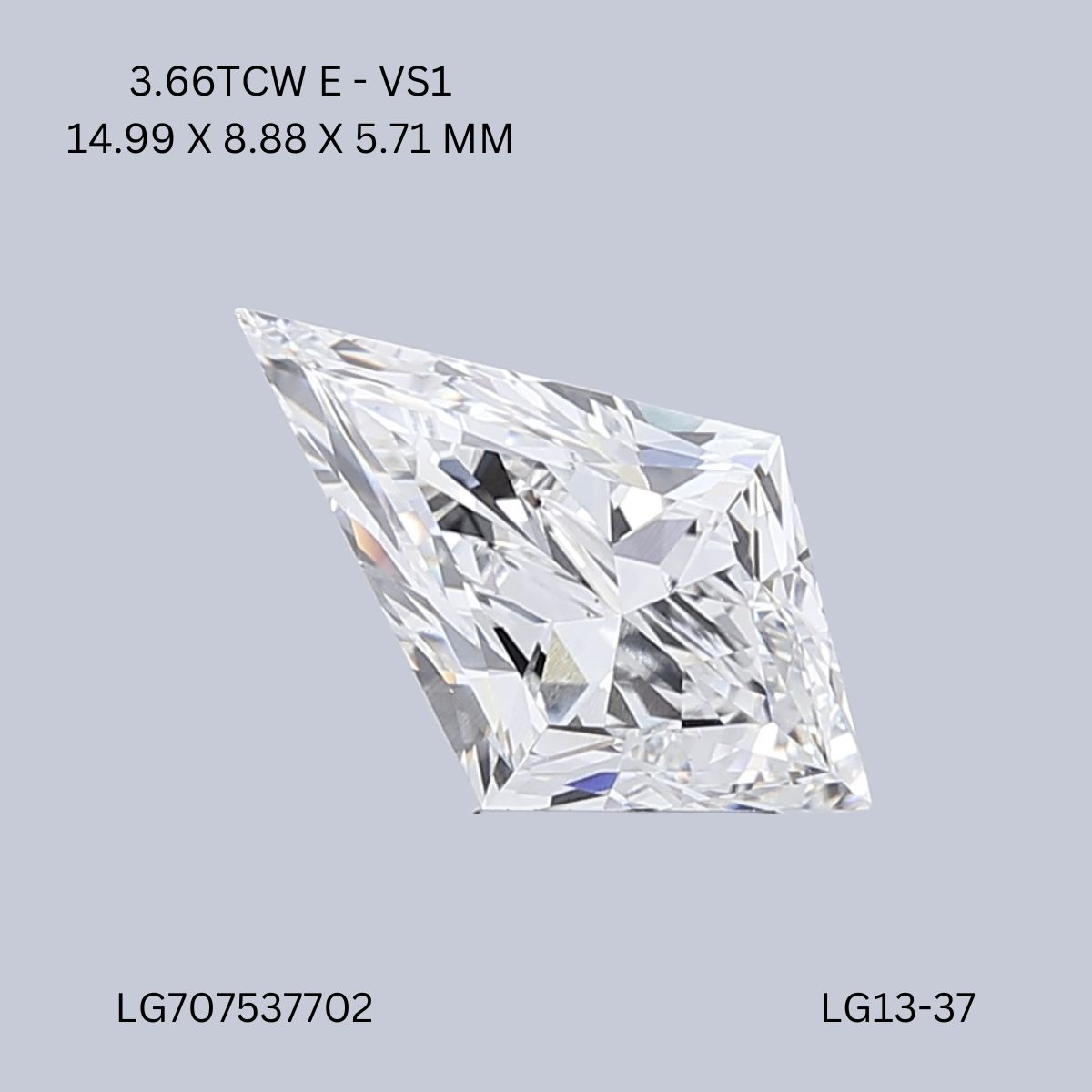 3.66 CT E VS1 KITE diamond Fancy Shape