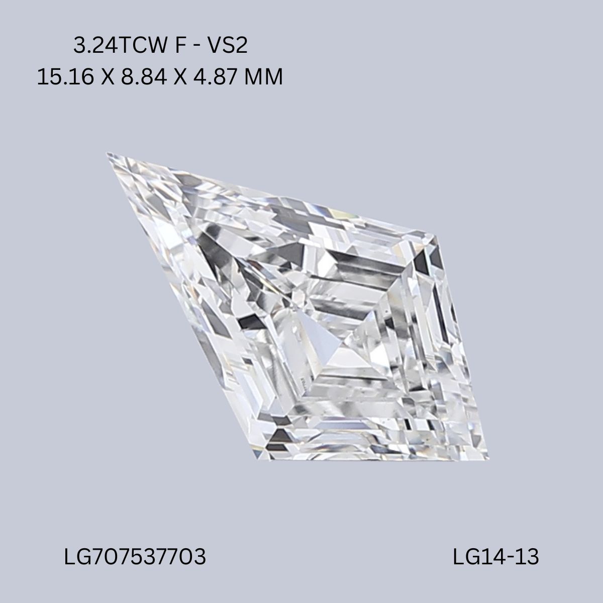 3.24 CT F VS2 KITE diamond Fancy Shape