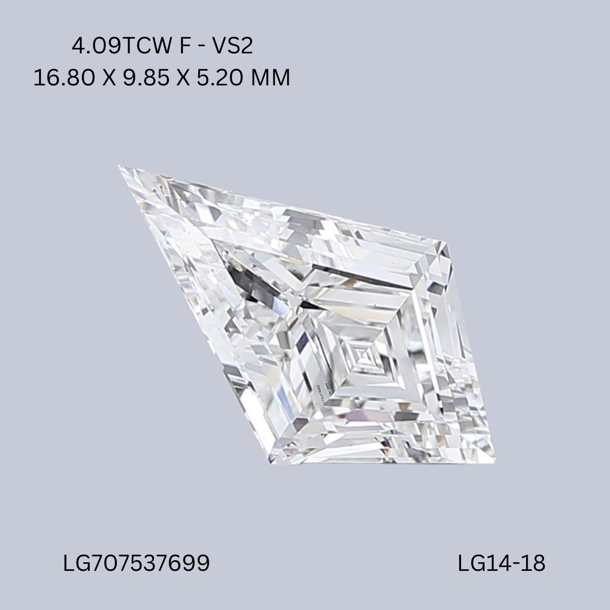 4.09 CT F VS2 KITE diamond Fancy Shape