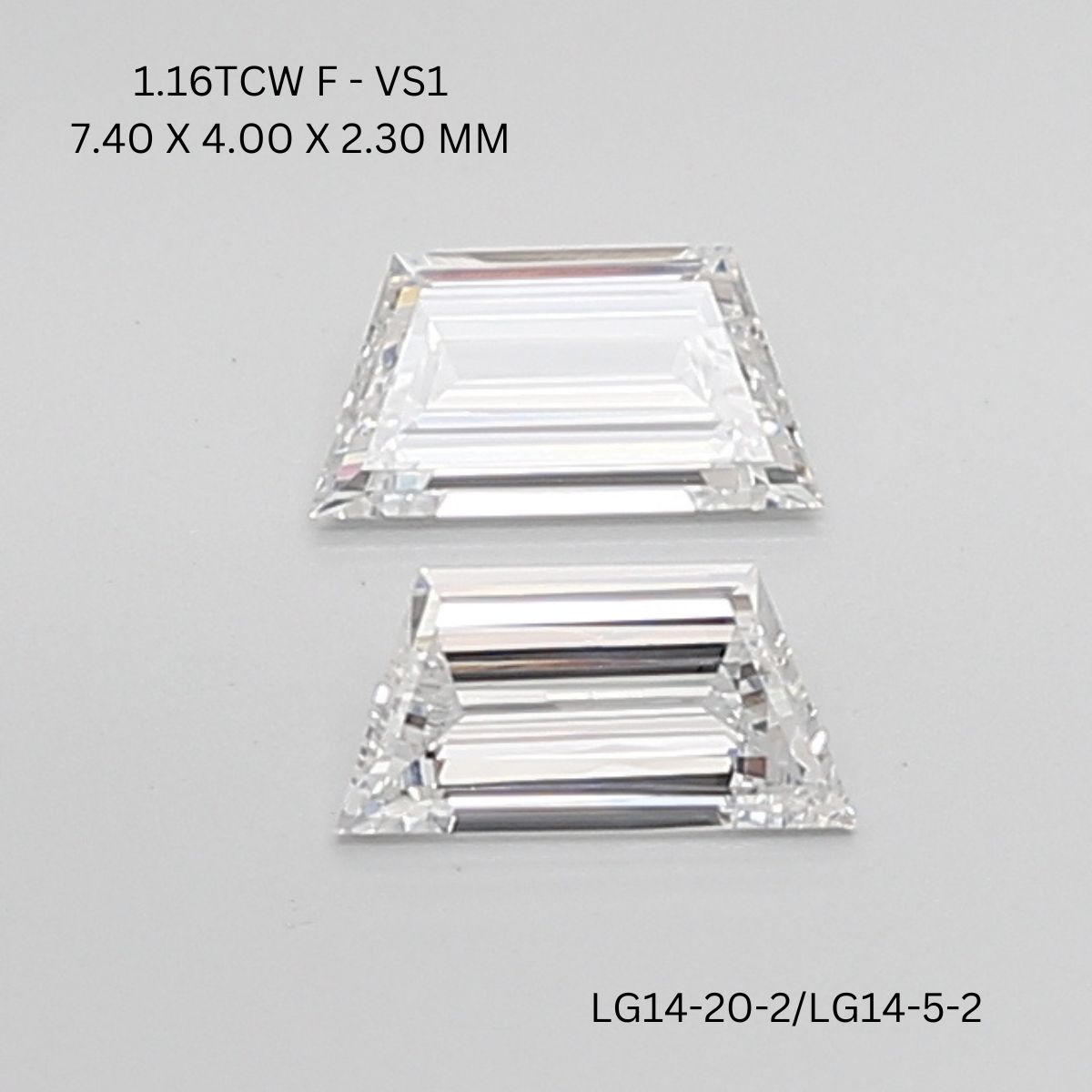 1.16 CT F VS1 TRAPEZOID diamond Pairs Inventory