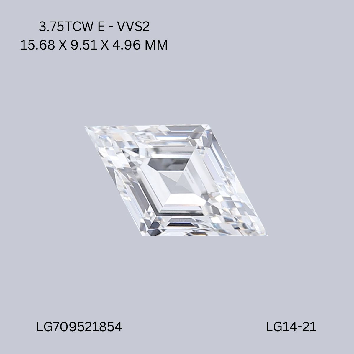 3.75 CT E VVS2 LOZENGE diamond Fancy Shape