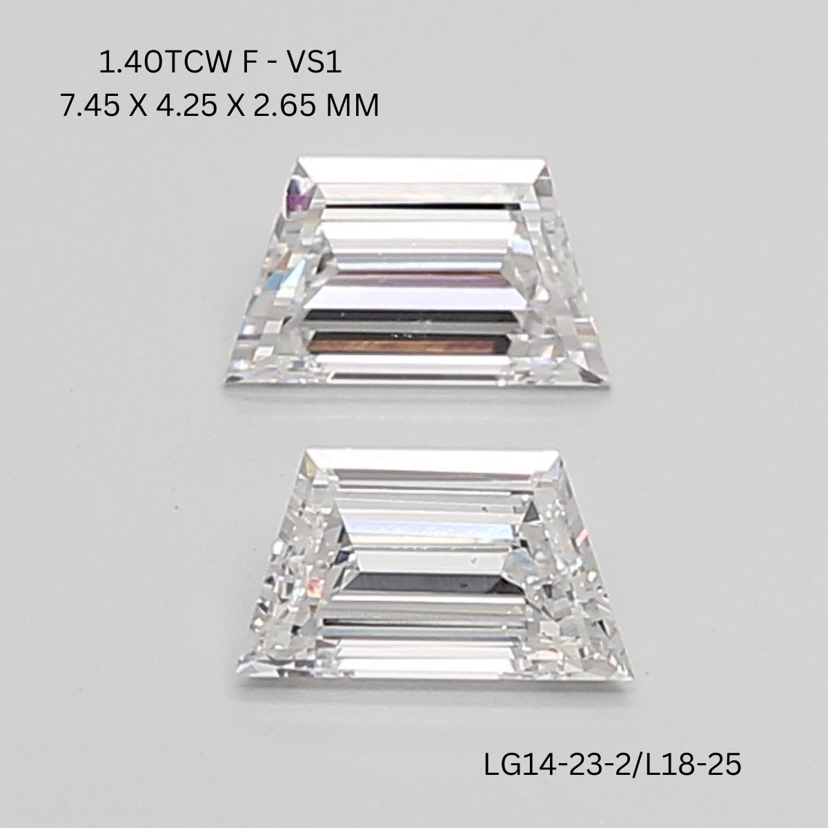 1.4 CT F VS1 TRAPEZOID diamond Pairs Inventory