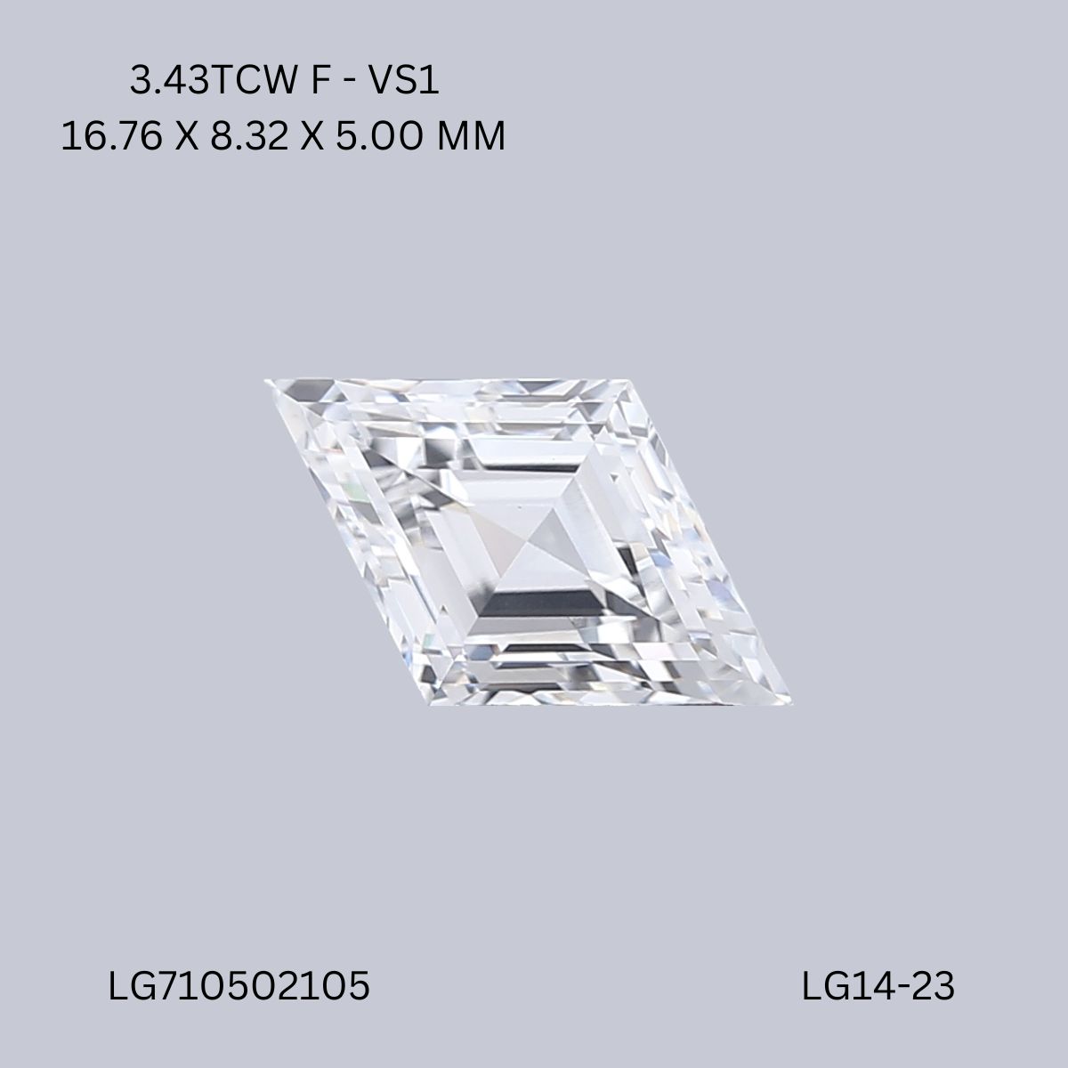 3.01 CT E VVS2 LOZENGE diamond Fancy Shape