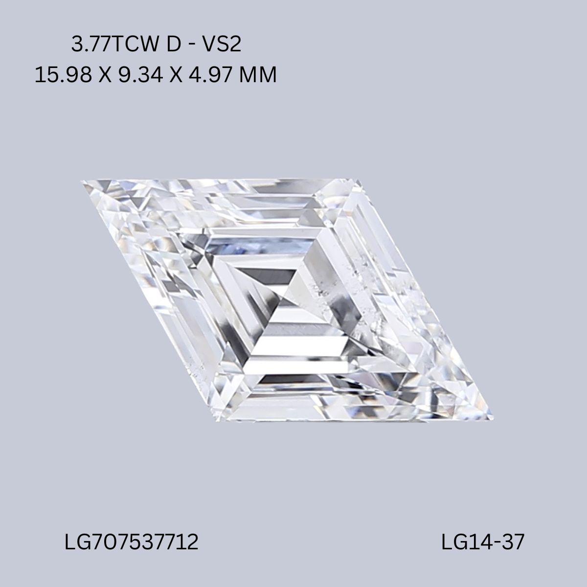 3.77 CT D VS2 LOZENGE diamond Fancy Shape