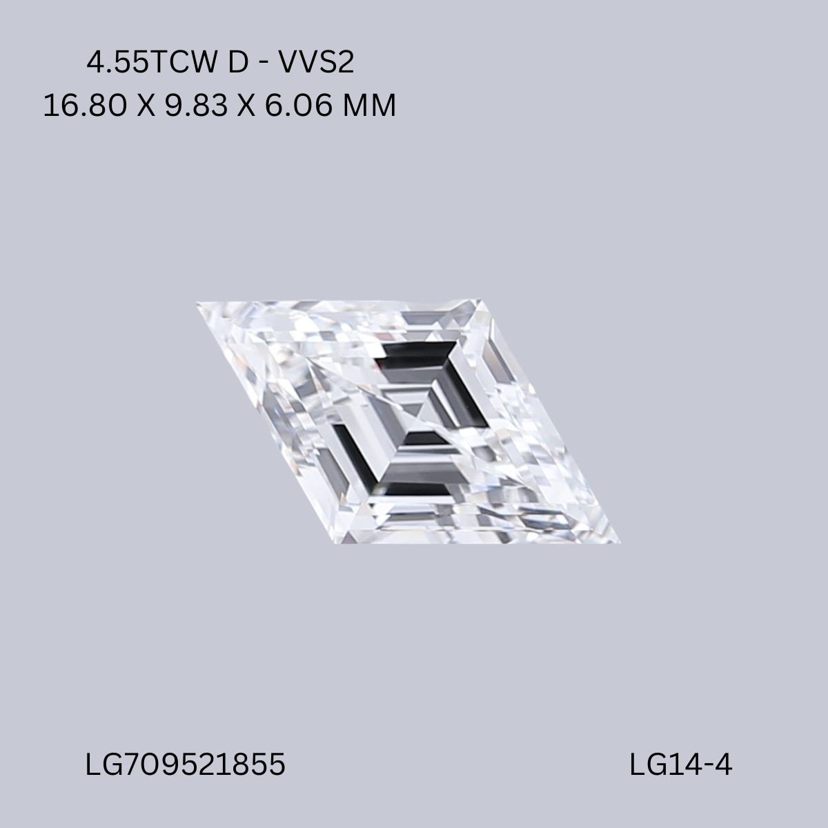 4.55 CT D VVS2 LOZENGE diamond Fancy Shape
