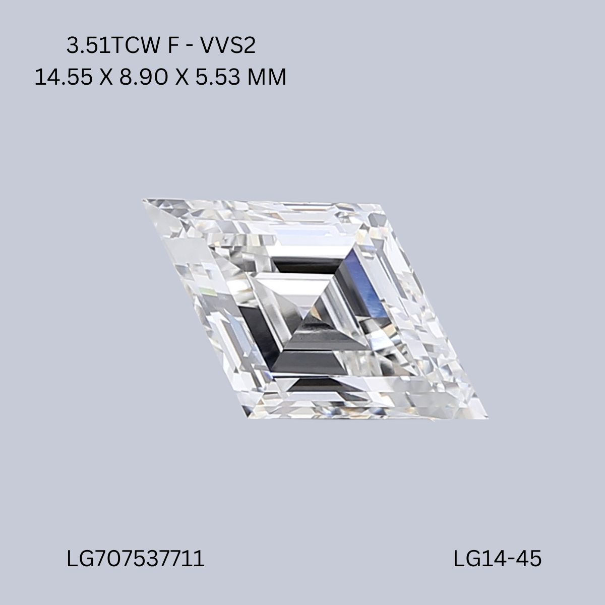3.51 CT F VVS2 LOZENGE diamond Fancy Shape