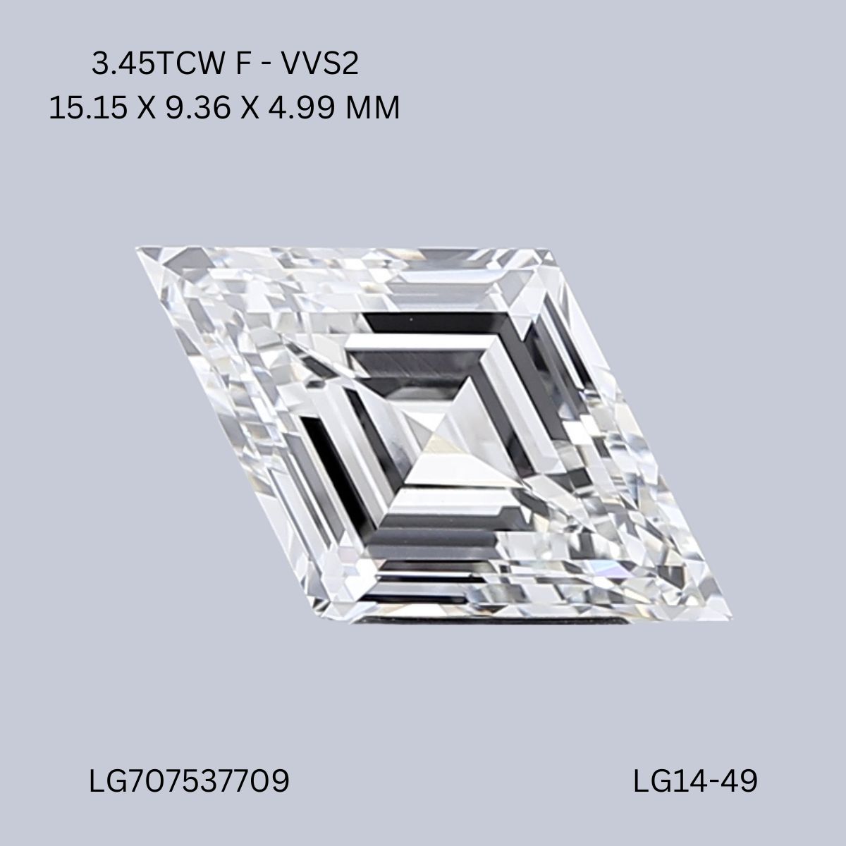 3.45 CT F VVS2 LOZENGE diamond Fancy Shape