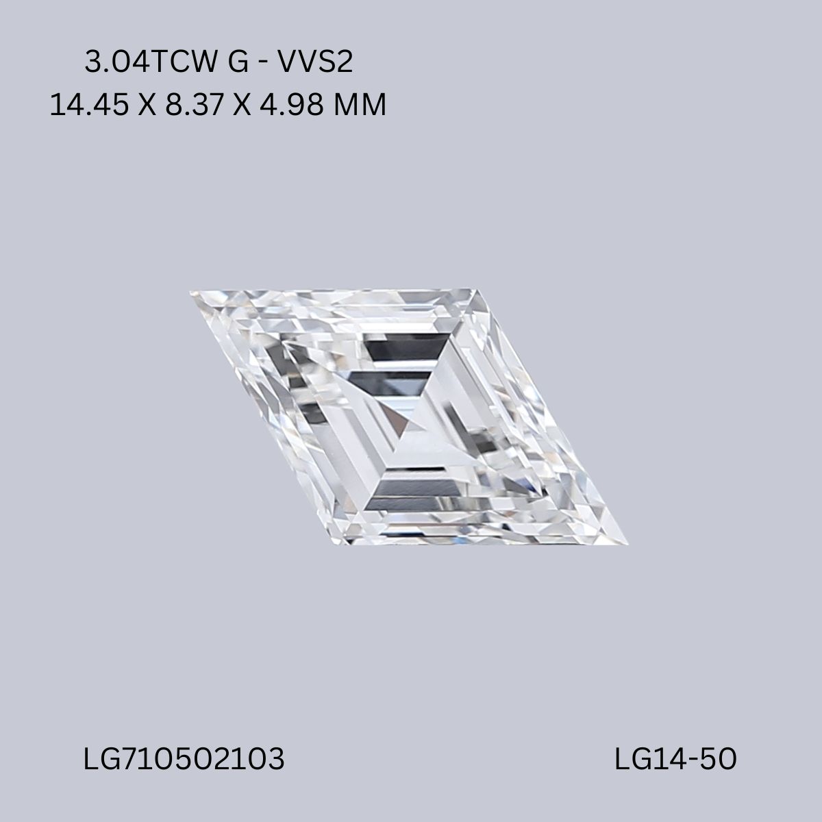 3.04 CT G VVS2 LOZENGE diamond Fancy Shape