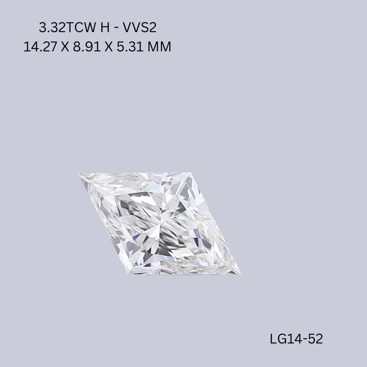 3.32 CT H VVS2 LOZENGE diamond Fancy Shape