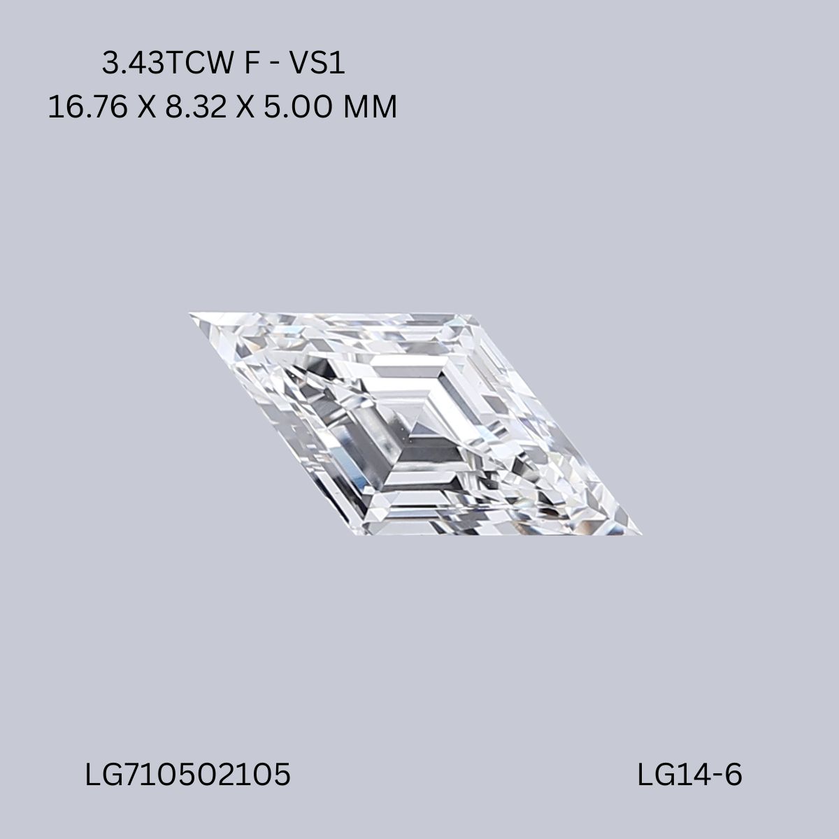 3.43 CT F VS1 LOZENGE diamond Fancy Shape