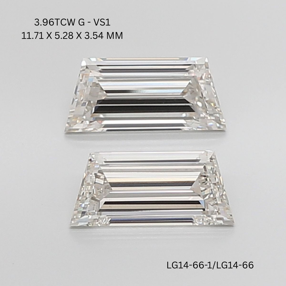 3.96 CT G VS1 TRAPEZOID diamond Pairs Inventory