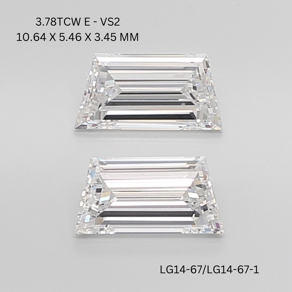 3.78 CT E VS2 TRAPEZOID diamond Pairs Inventory
