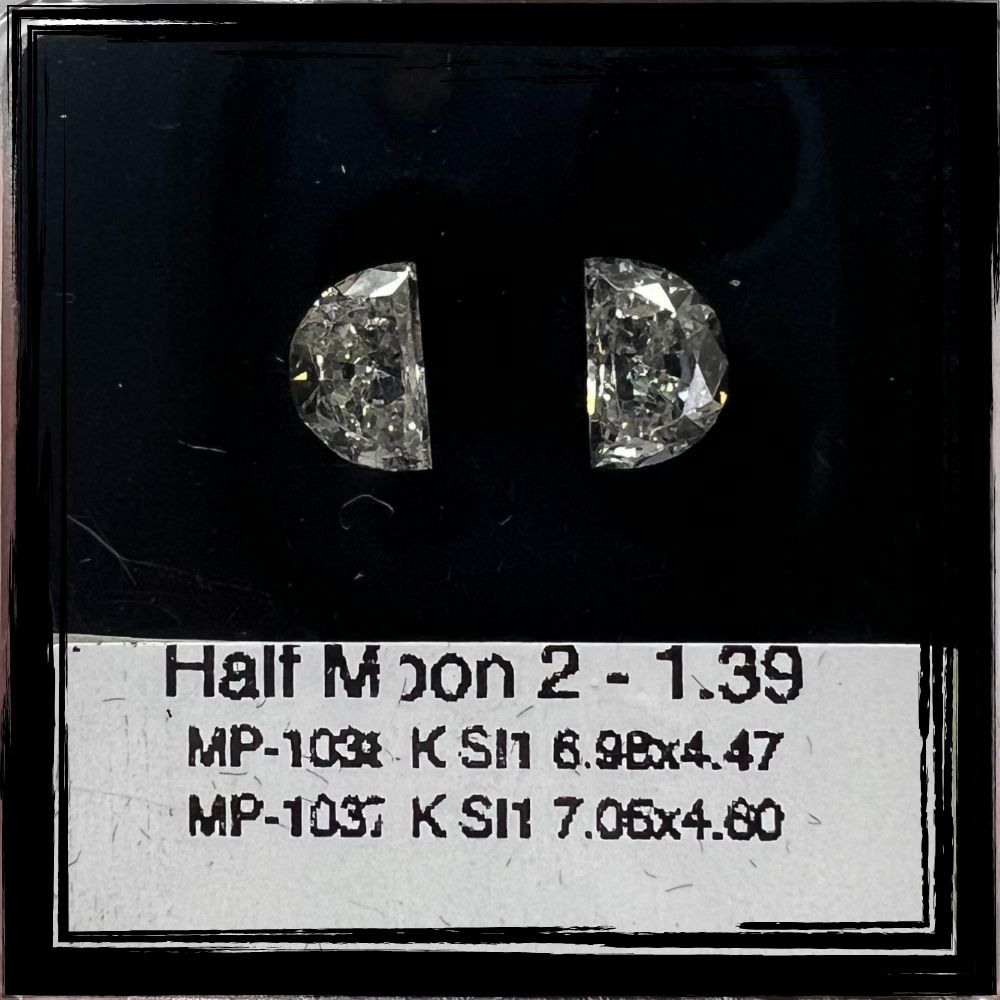 1.39 CT J VS2 HALF MOON diamond Pairs Inventory