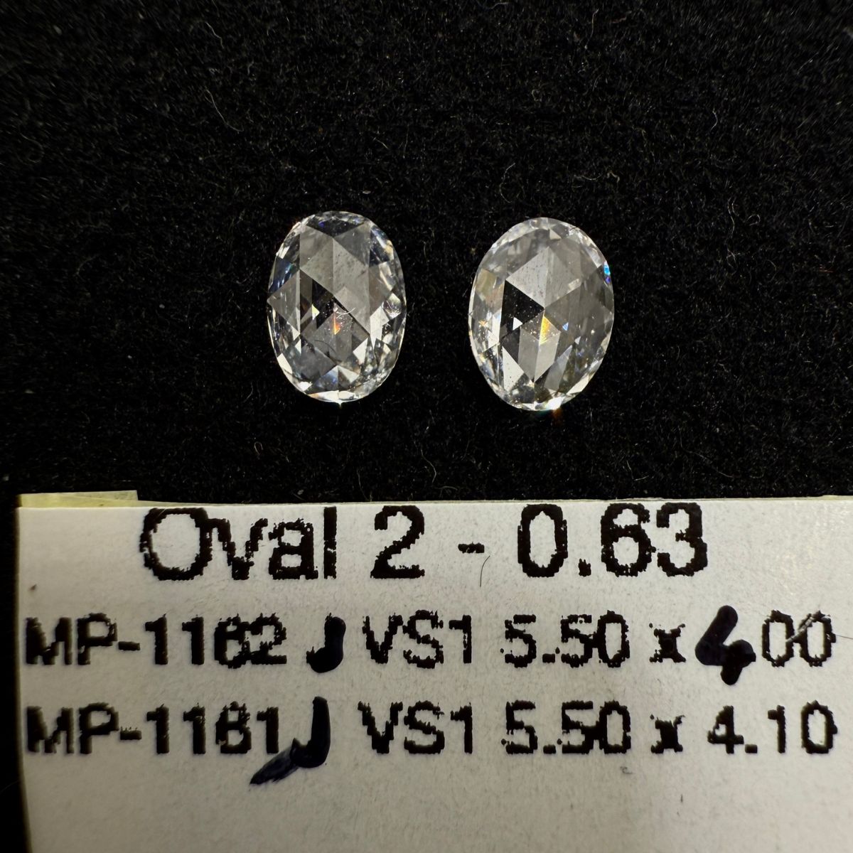 0.63 CT J VS1 OVAL diamond Pairs Inventory
