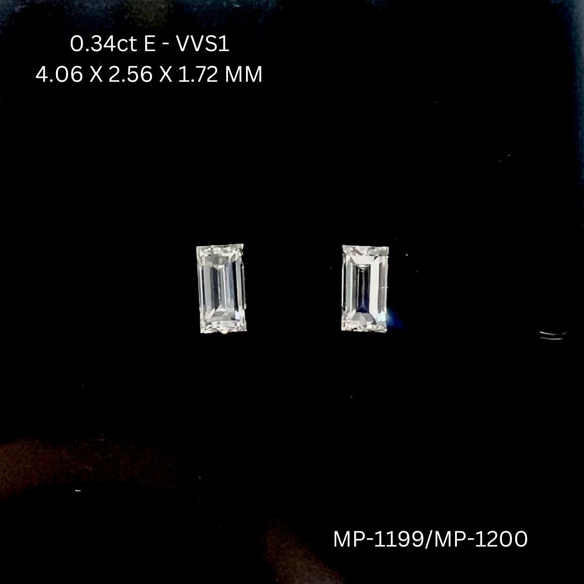 0.34 CT E VVS1 BAGUETTE diamond Pairs Inventory