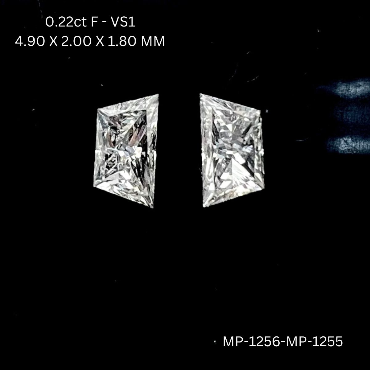 0.22 CT F VS1 TRAPEZOID diamond Pairs Inventory