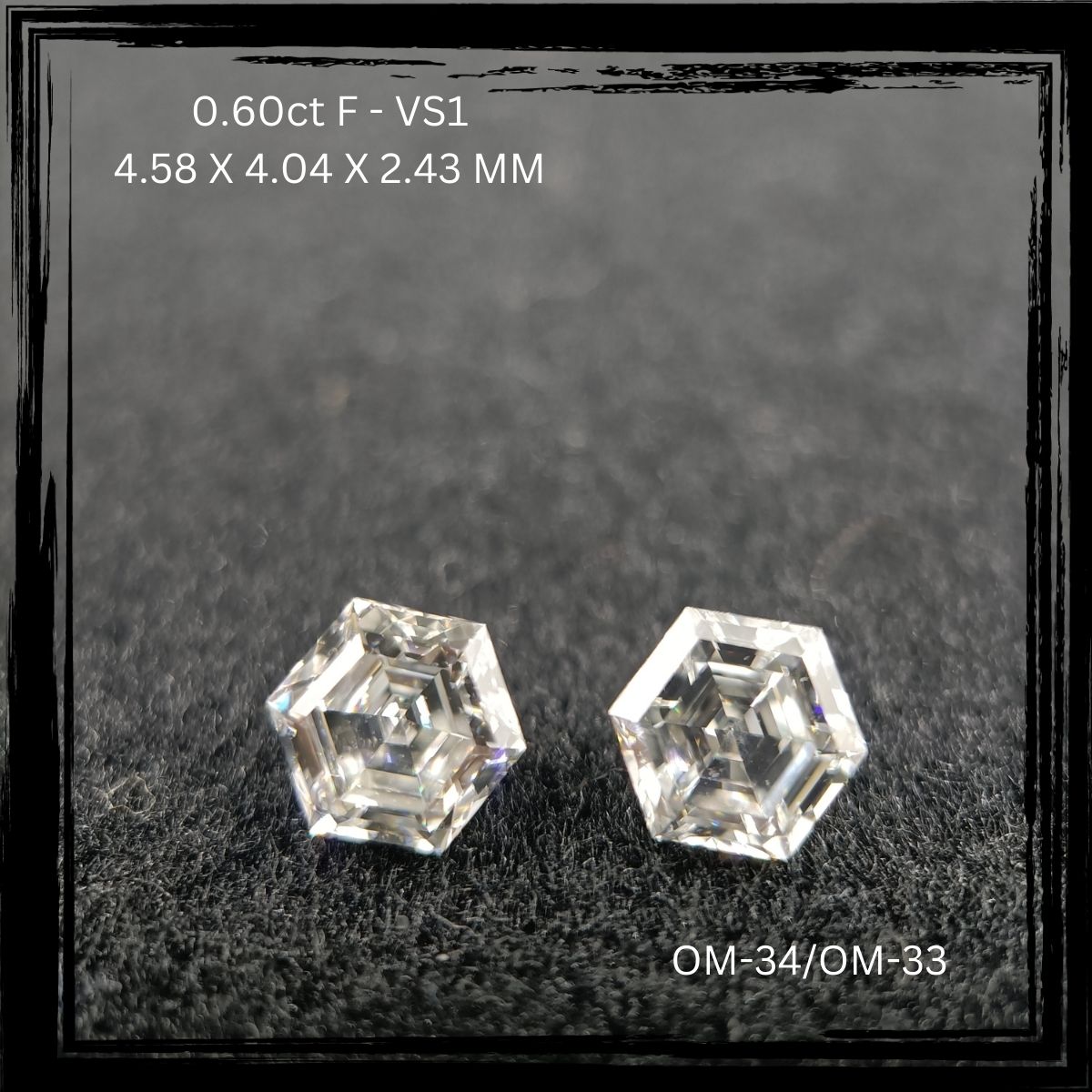0.6 CT F VS1 HEXAGONAL diamond Pairs Inventory