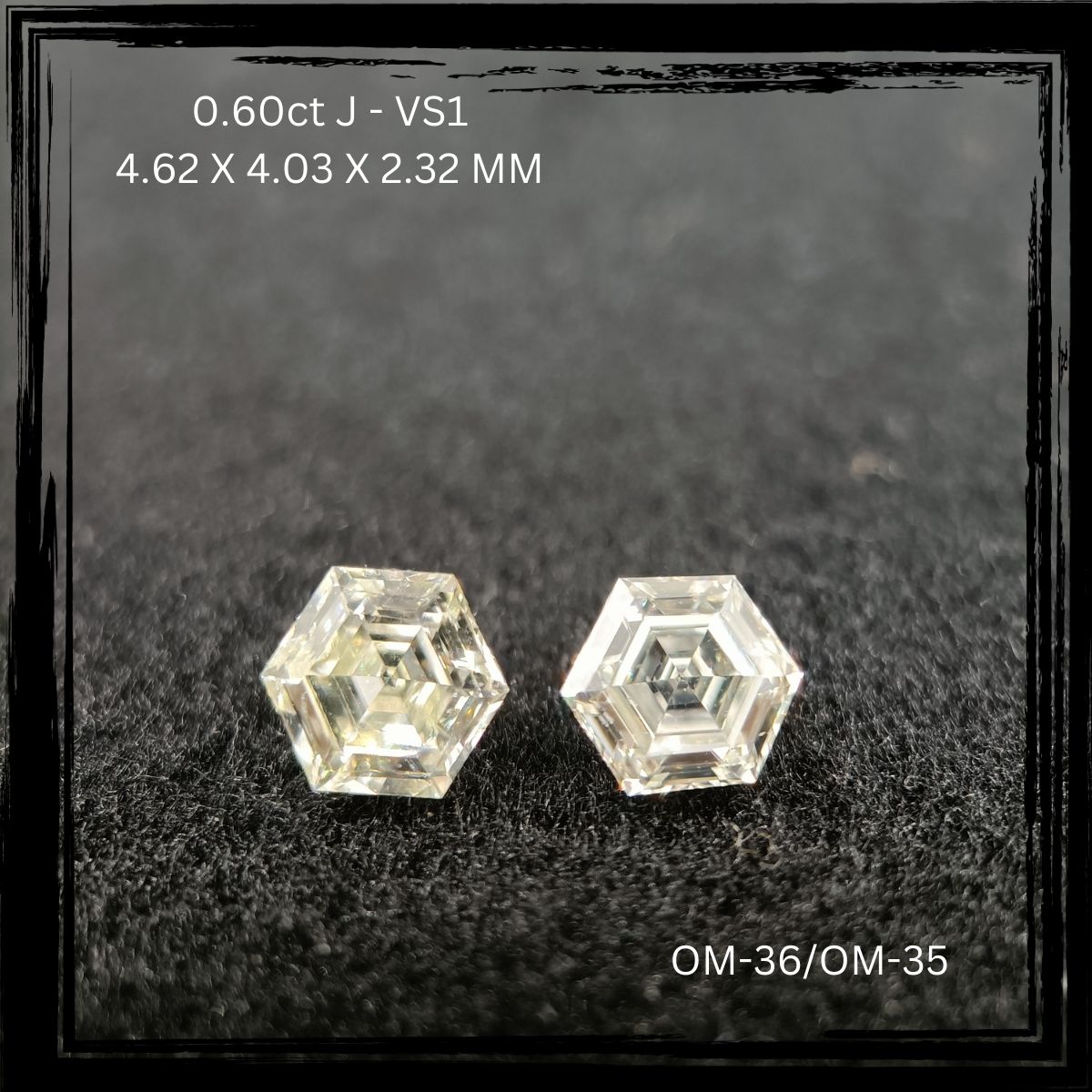 0.6 CT J VS1 HEXAGONAL diamond Pairs Inventory