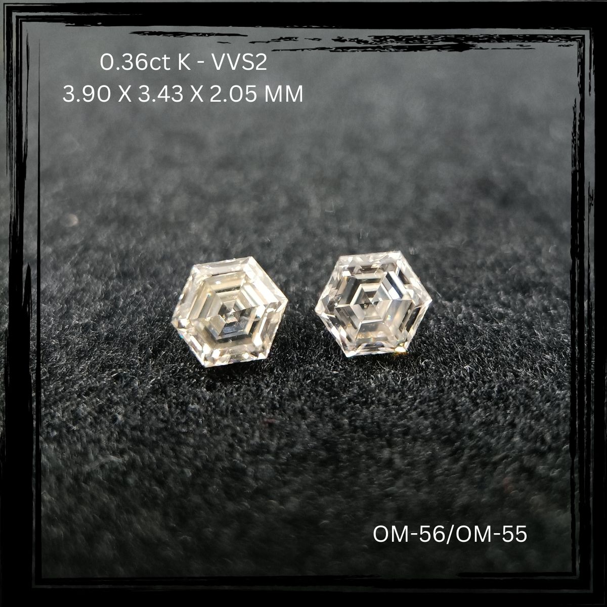 0.36 CT K VVS2 HEXAGONAL diamond Pairs Inventory