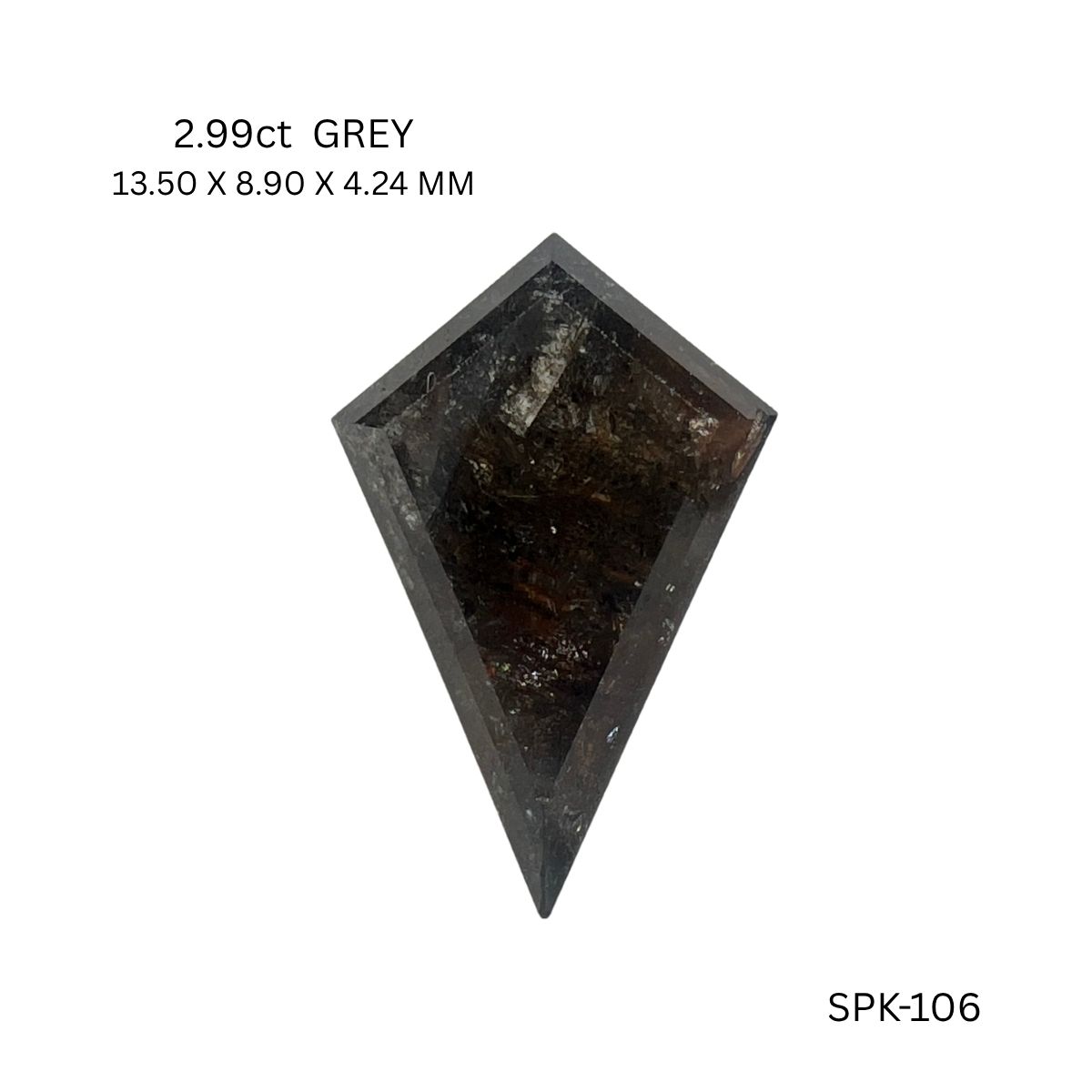 2.99 CT BLACKISH PK KITE diamond Salt & Pepper