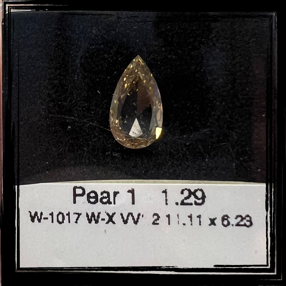 1.29 CT B YELLOW VVS2 PEAR diamond Fancy Shape