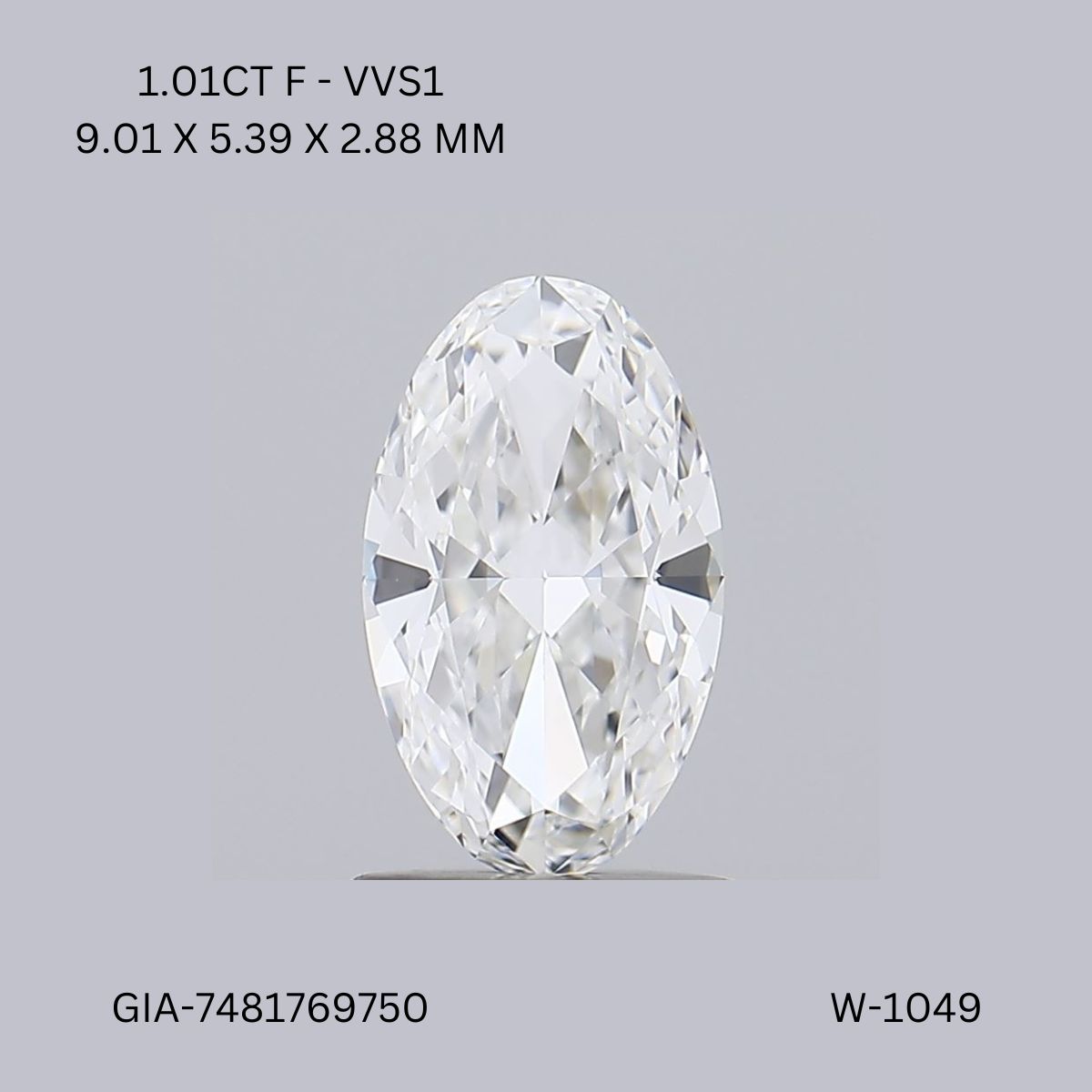 1.01 CT F VVS1 OVAL diamond Fancy Shape