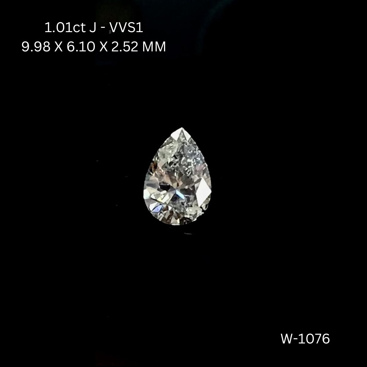 1.01 CT J VVS1 PEAR diamond Fancy Shape