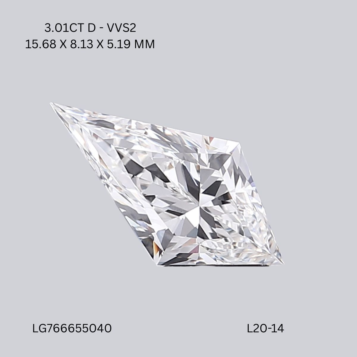 3.01 CT D VVS2 KITE diamond Fancy Shape