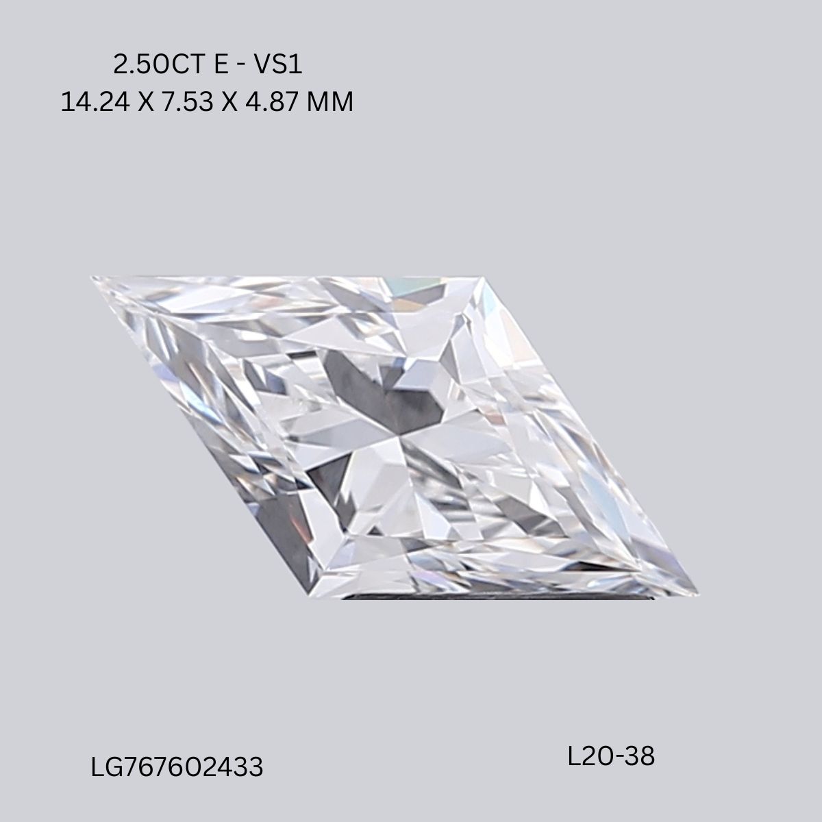 2.50 CT E VS1 LOZENGE diamond Fancy Shape