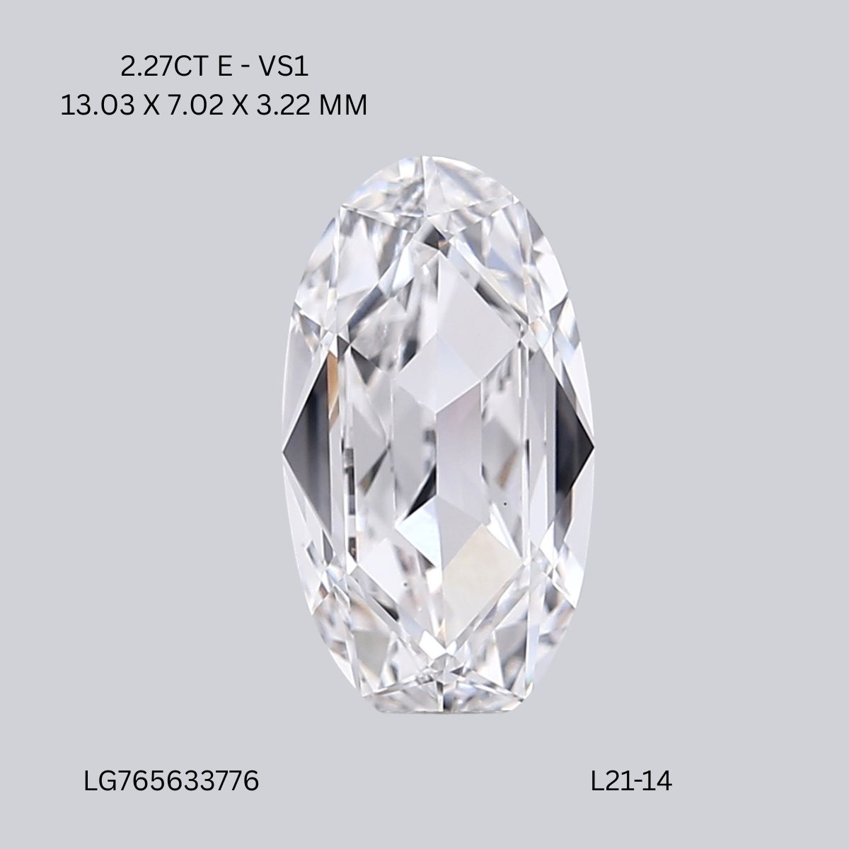 2.27 CT E VS1 OVAL diamond Fancy Shape