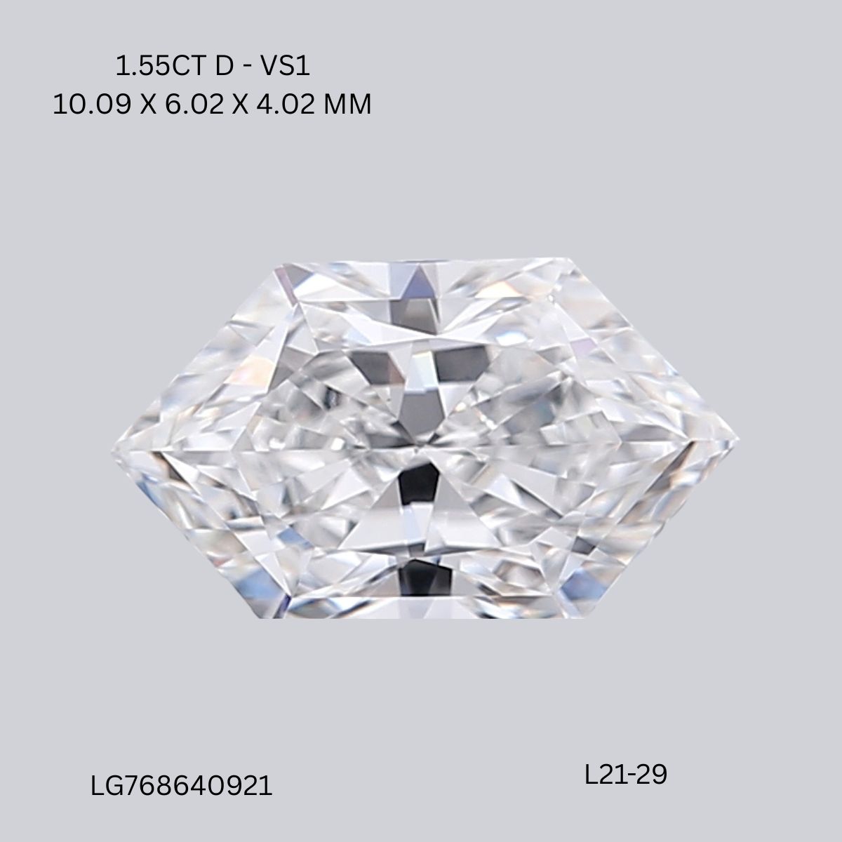 1.55 CT D VS1 HEXAGONAL diamond Fancy Shape