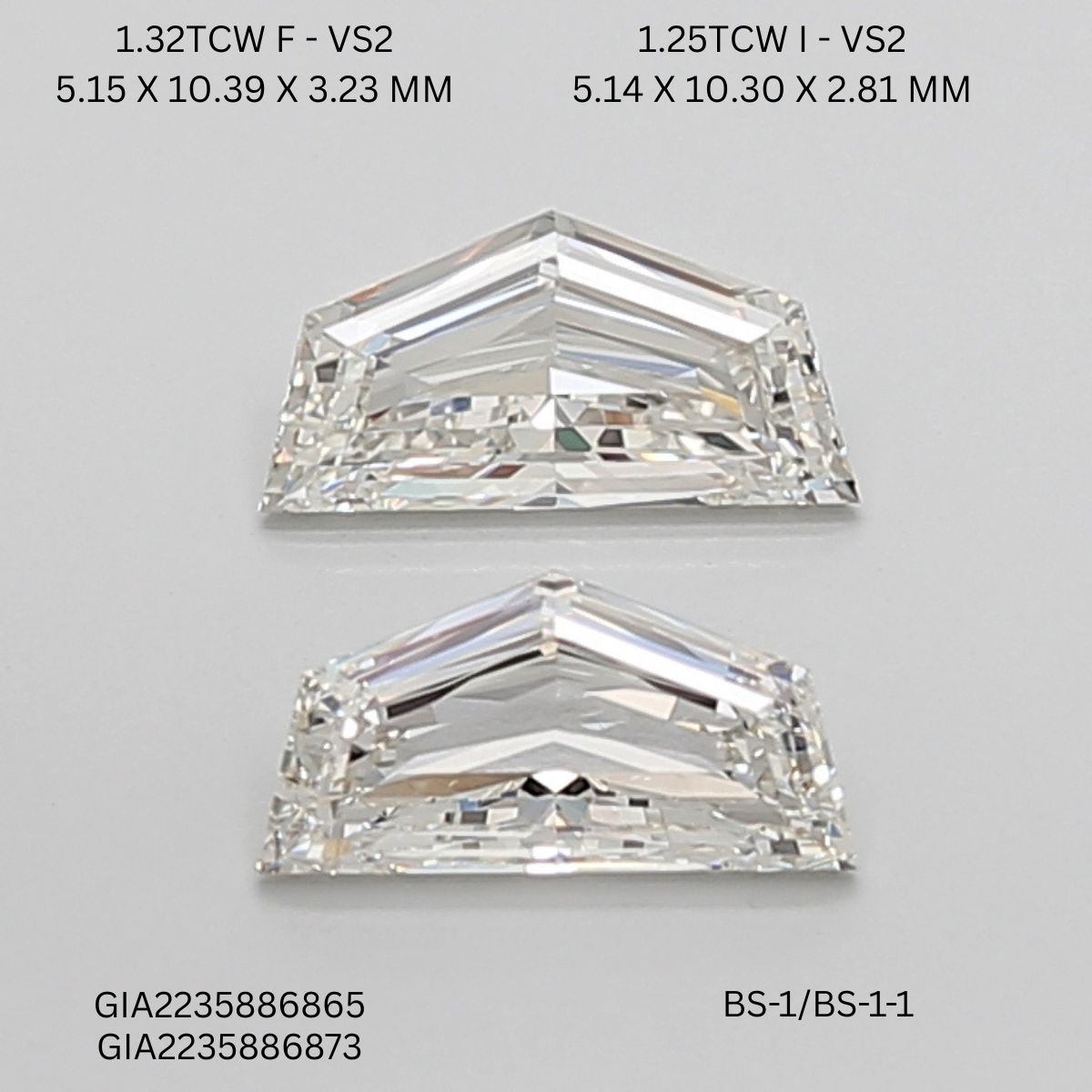 2.57 CT I VS2 CADILLAC diamond Pairs Inventory