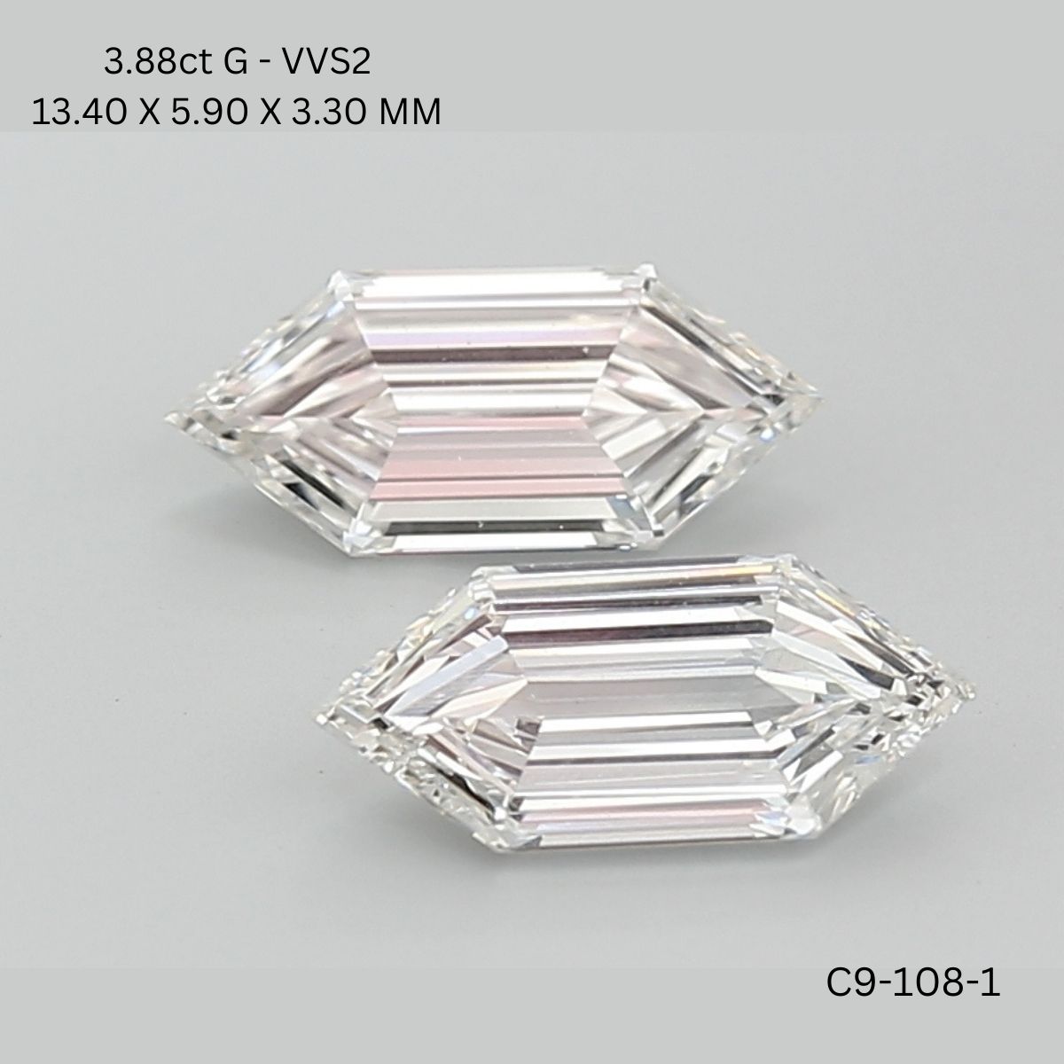 3.88 CT G VVS2 HEXAGONAL diamond Pairs Inventory