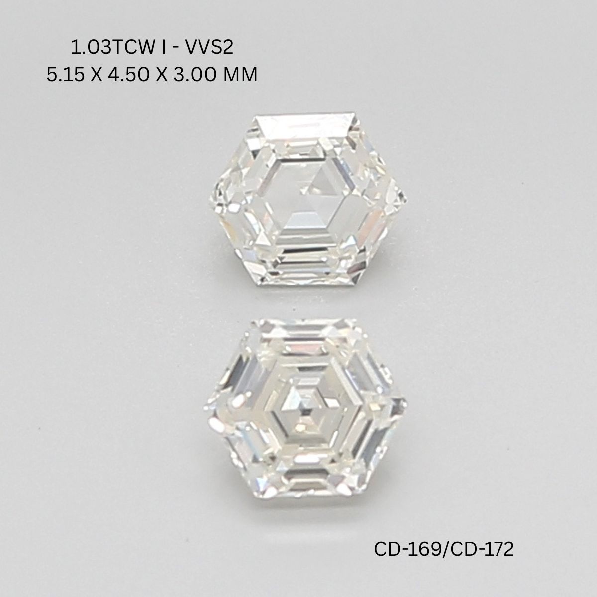 1.03 CT I VVS2 HEXAGONAL diamond Pairs Inventory