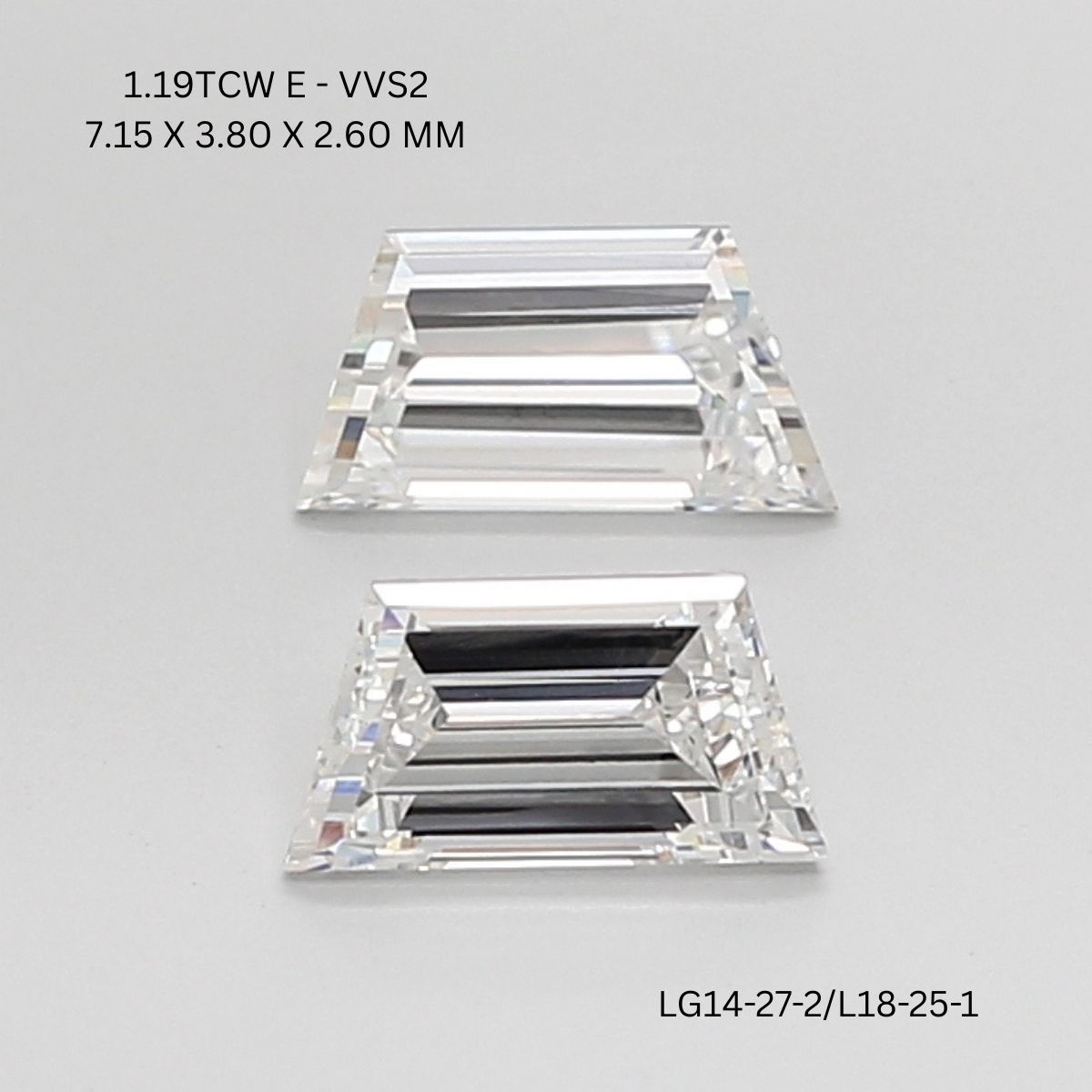 1.19 CT E VVS2 TRAPEZOID diamond Pairs Inventory