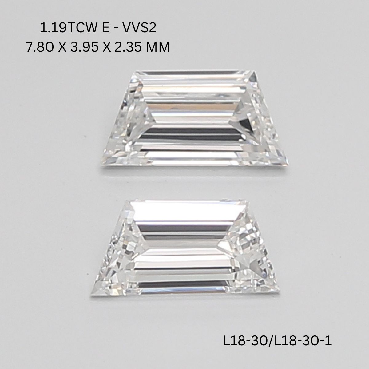 1.19 CT E VVS2 TRAPEZOID diamond Pairs Inventory