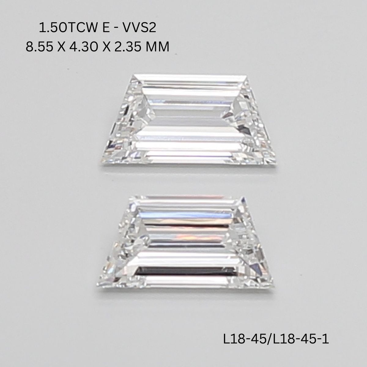 1.5 CT E VVS2 TRAPEZOID diamond Pairs Inventory