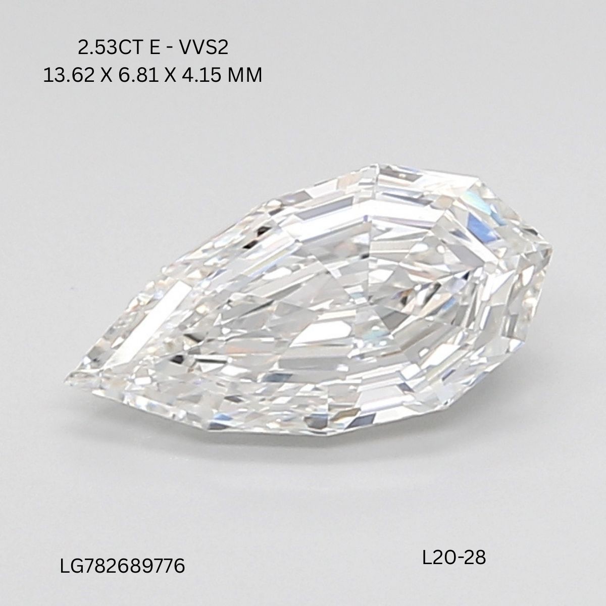 2.53 CT E VVS2 PEAR diamond Fancy Shape