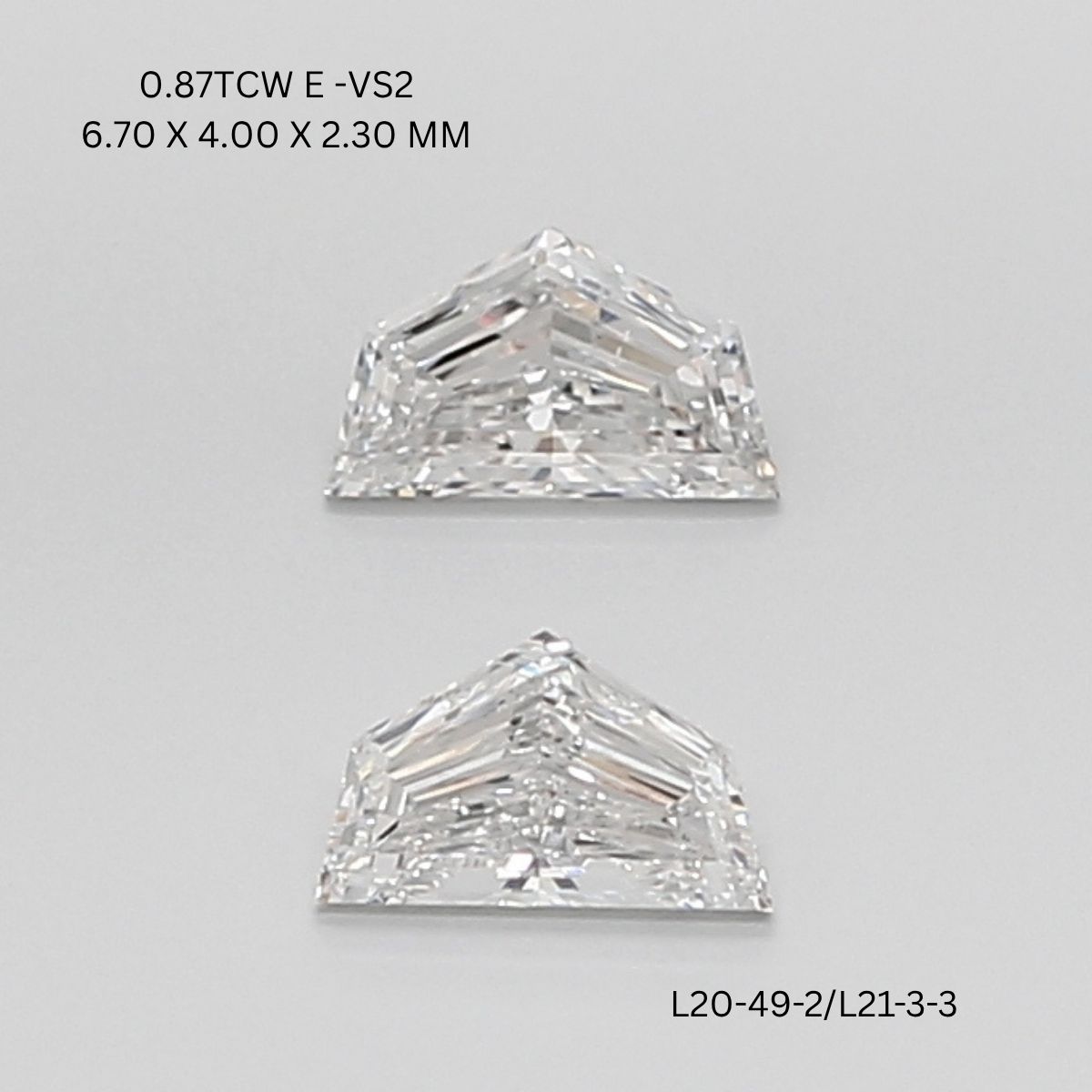 0.87 CT E VS2 CADILLAC diamond Pairs Inventory