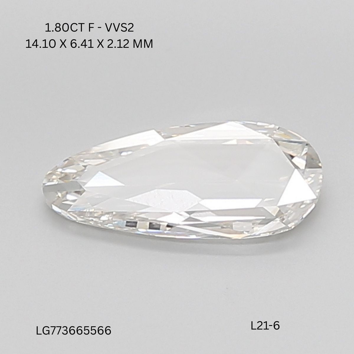 1.80 CT F VVS2 PEAR diamond Fancy Shape