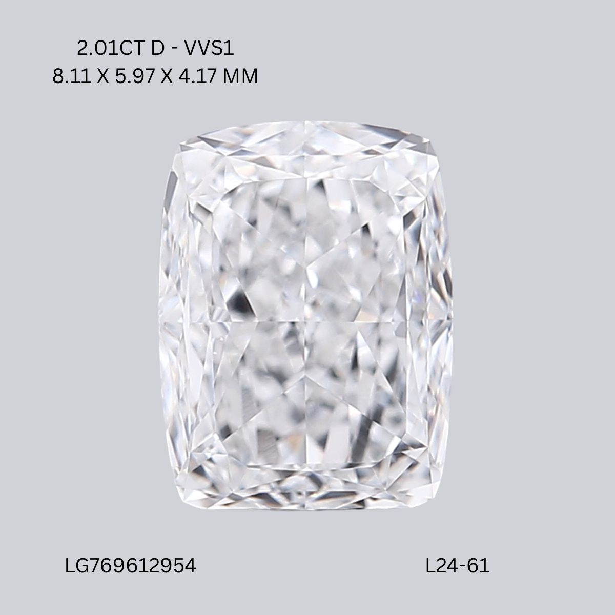 2.01 CT D VVS1 CUSHION diamond Fancy Shape