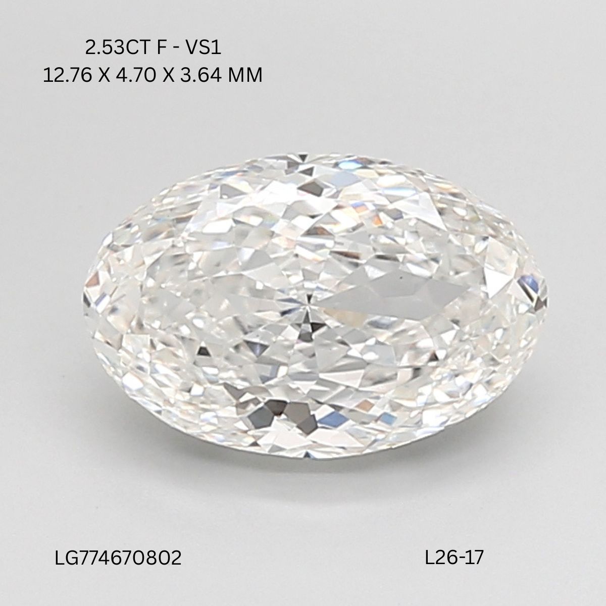 2.53 CT F VS1 OVAL diamond Fancy Shape