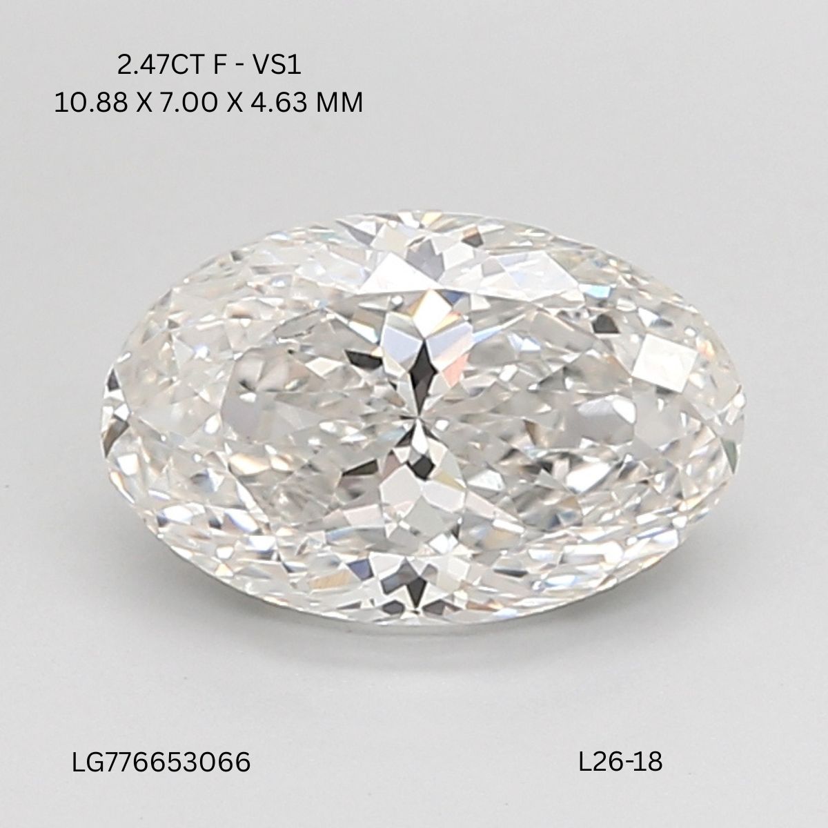 2.47 CT F VS1 OVAL diamond Fancy Shape