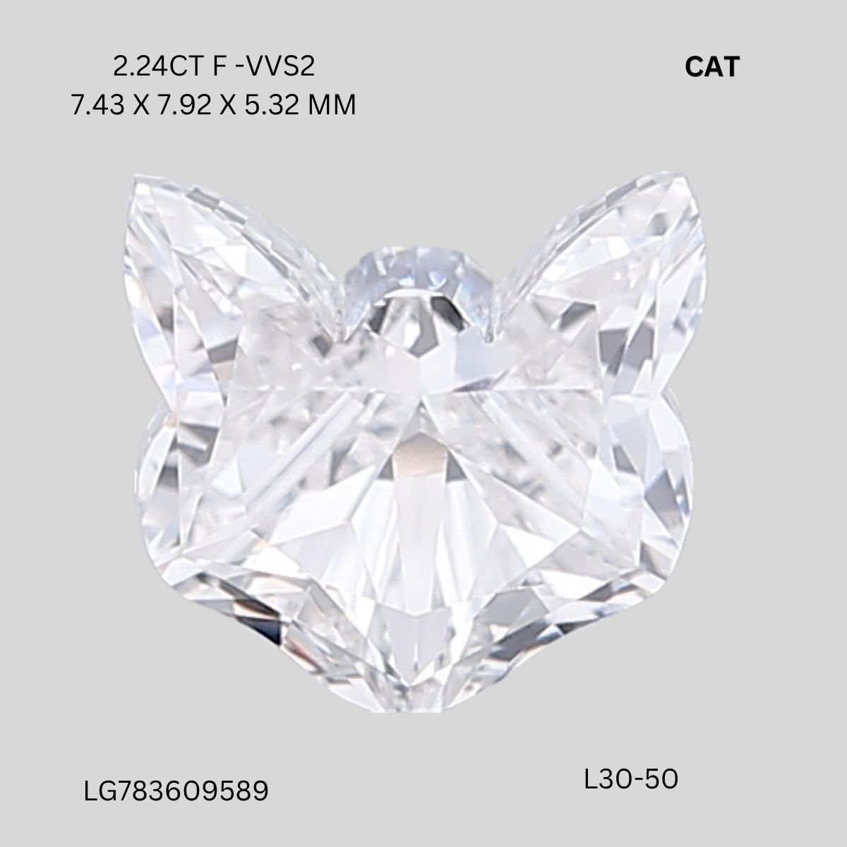 2.24 CT F VVS2 CAT diamond Fancy Shape