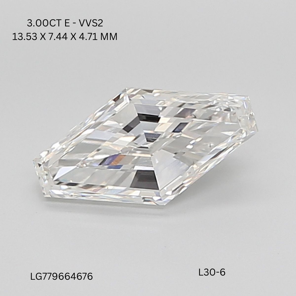 3.00 CT E VVS2 LOZENGE diamond Fancy Shape