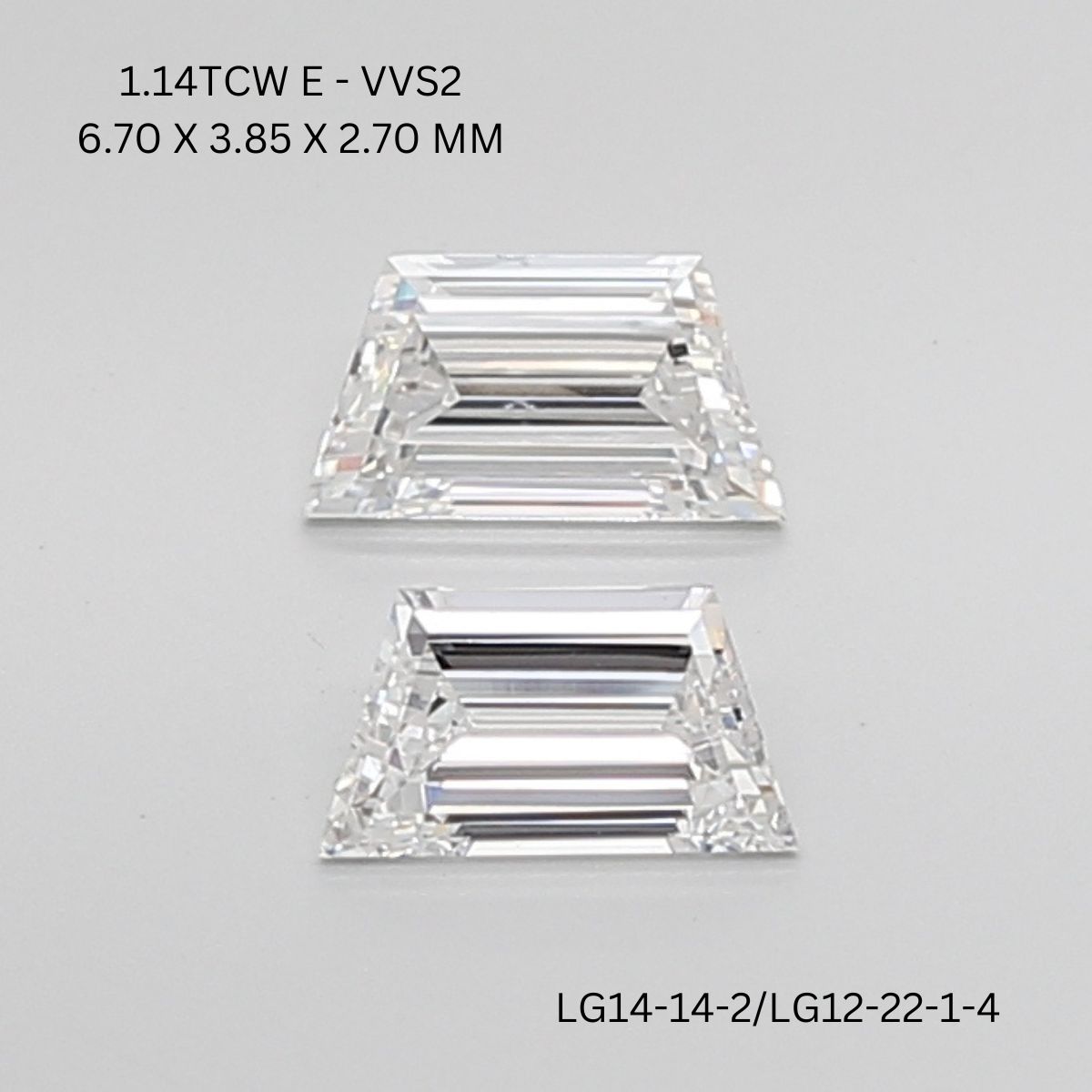 1.12 CT E VVS2 TRAPEZOID diamond Pairs Inventory