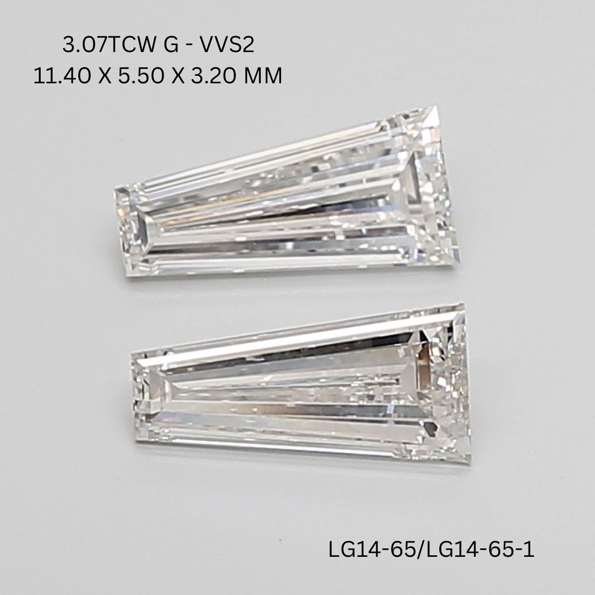 3.07 CT G VVS2 TAPER diamond Pairs Inventory